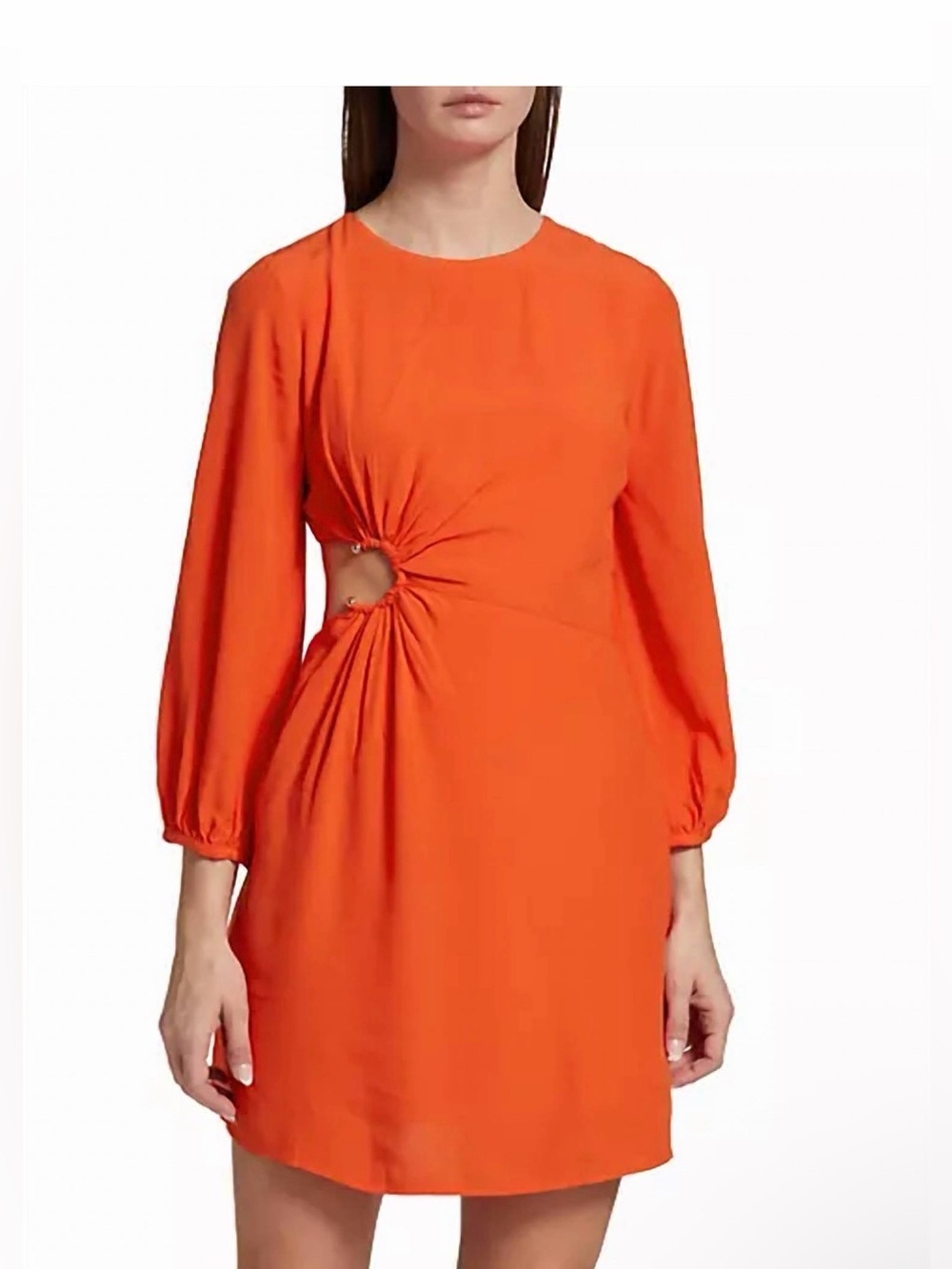 ba&sh Vibrant Orange Mini Dress with Twist Cutout Bonica 3/4 Sleeve Mini Dress